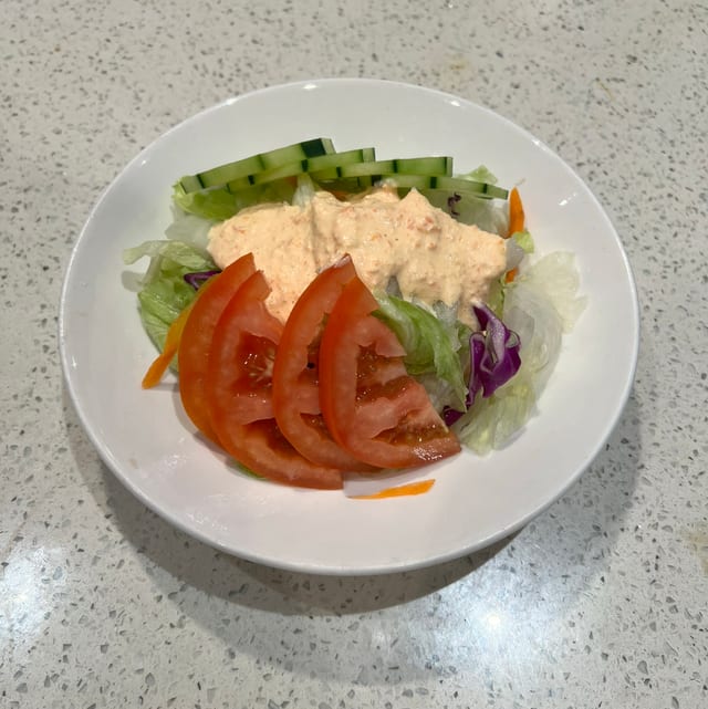 House Salad with Ginger Dressing.