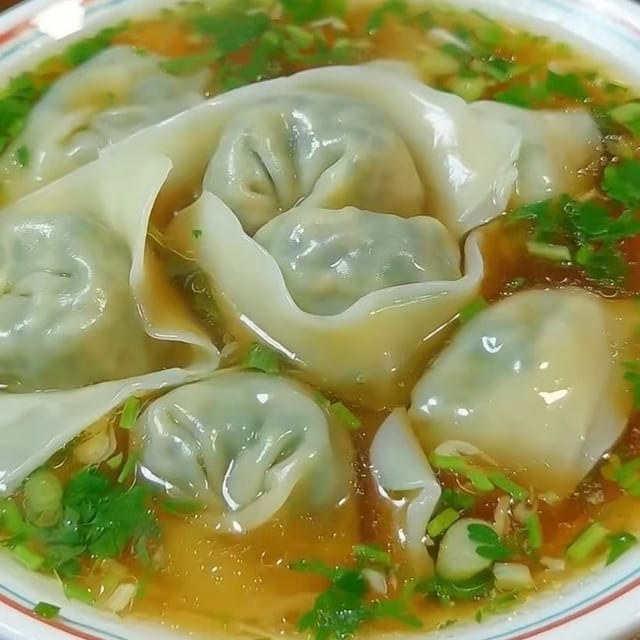 Shanghai Jumbo Shepherd's Purse Wonton Soup.