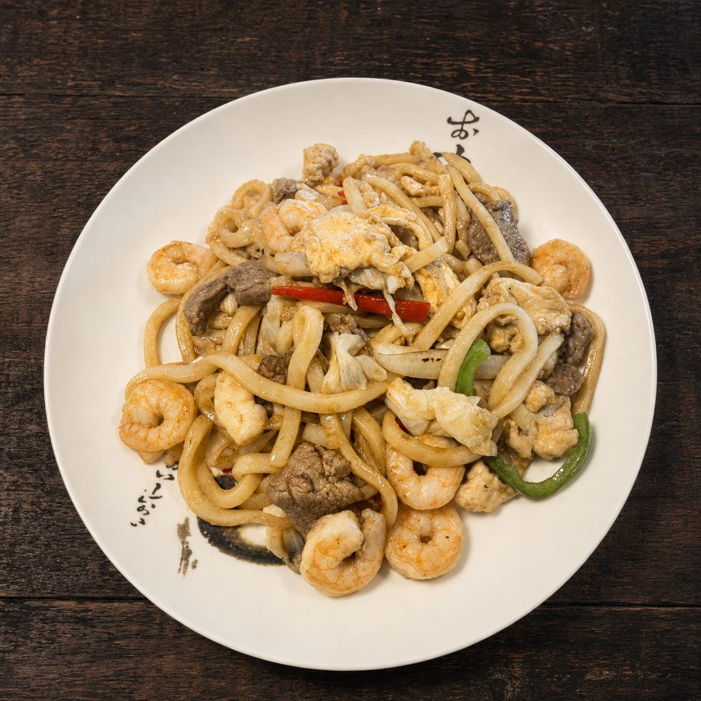 Stir-Fried Combo (Chicken, Shrimp, & Beef).